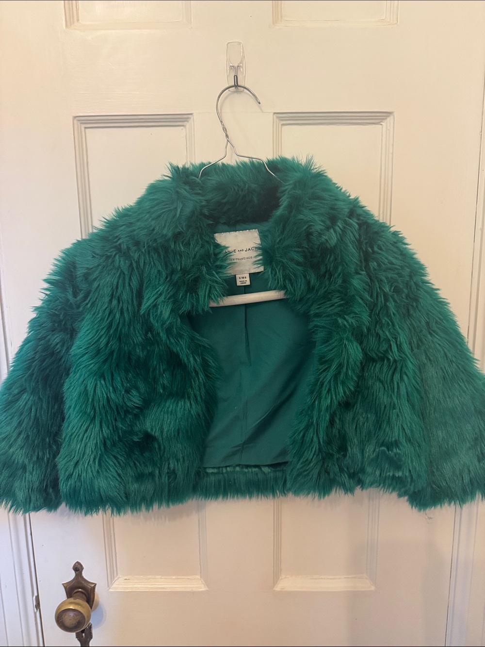 Janie and Jack Emerald Green Faux Fur Cape Jacket
